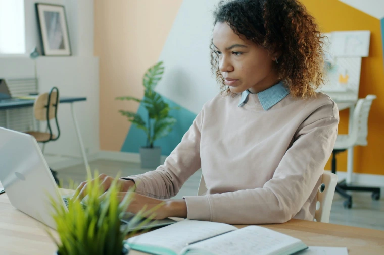 Woman having a telehealth psychology session